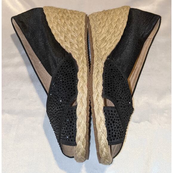 Anne Klein IFlex Women's Ezzie-C Black Wedge Espadrilles Sandals Shoes Size 7 - Picture 5 of 8
